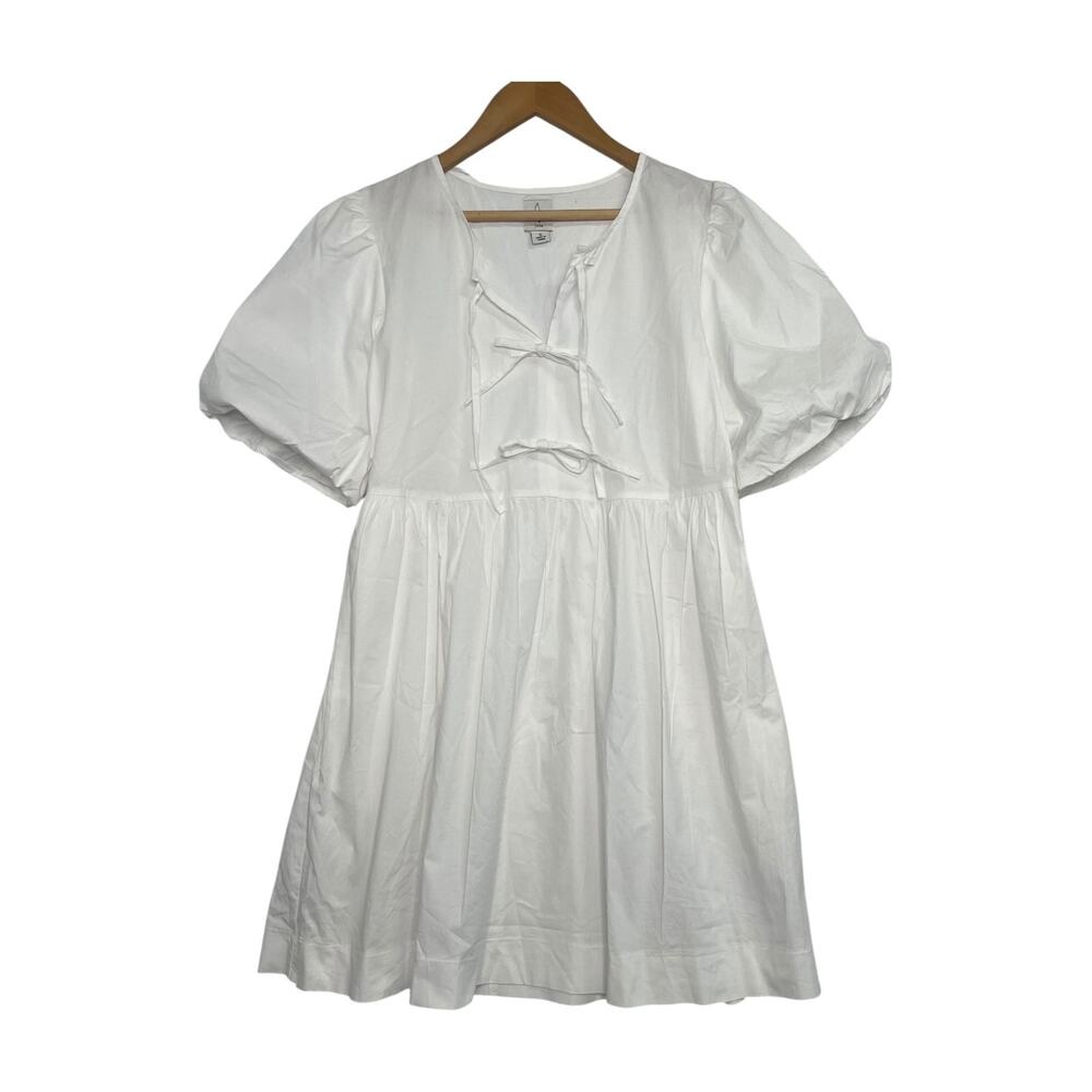 Joie Dress Womens Small White Puff Sleeve Babydoll Cottagecore Peasant Boho